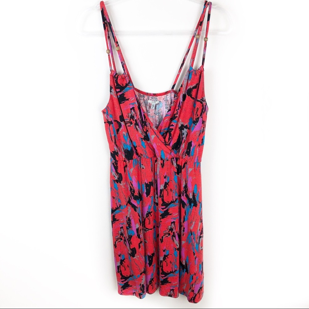 Ecote Red and Black Abstract Mini Dress